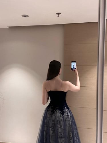 فستان سهرة اوف شولدر بقصه A-line