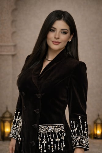 فستان مخمل بني فاخ