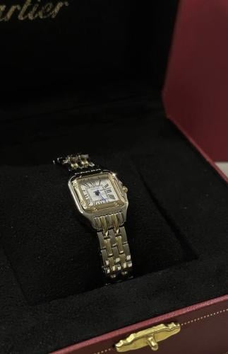 ساعه كارتير بانثر فضي مع ذهبي