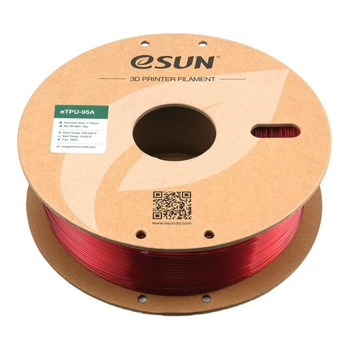 eSun eTPU-95A (Transparent Red) 1.75mm 3D Filament...