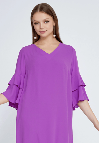 Mid-Length Midi Chiffon Column Plus Size Casual Dr...