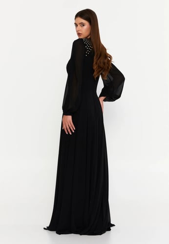 Long Sleeve Maxi Chiffon Column Regular Wedding Gu...