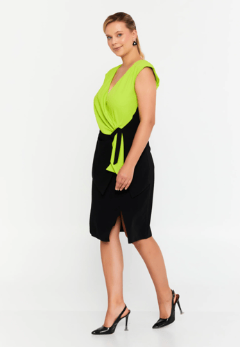 Sleeveless Midi Viscose Column Plus Size Casual Dr...