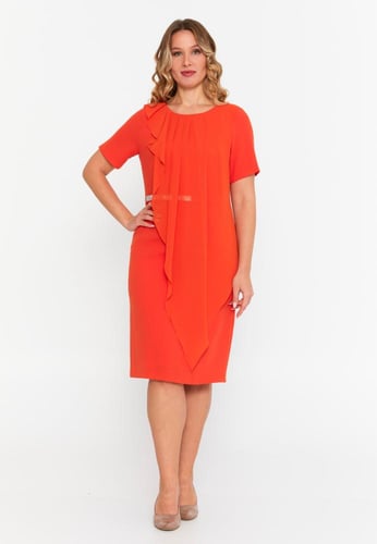 Short Sleeve Midi Viscose Column Plus Size Evening...