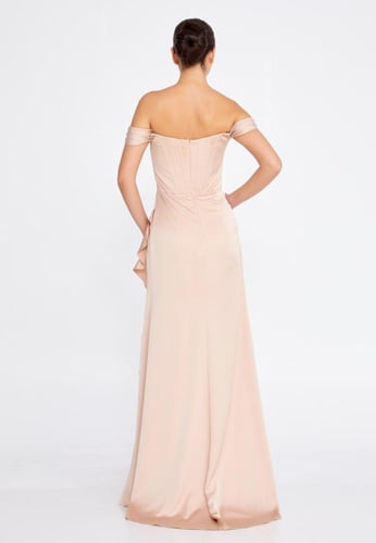 Off Shoulder Maxi Satin Column Regular Wedding Gue...