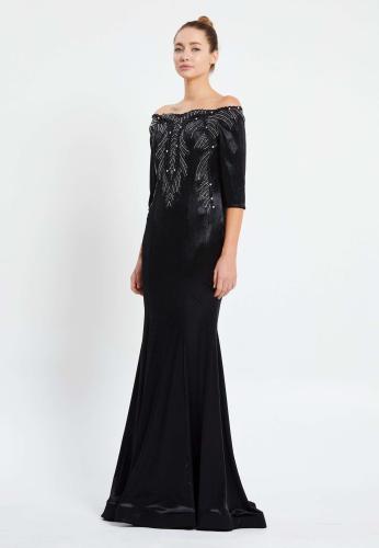 Off Shoulder Maxi Velvet Mermaid Regular Evening D...