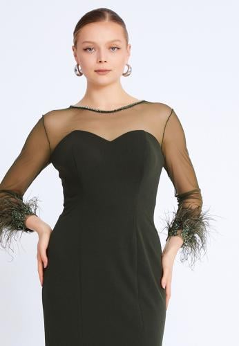 Long Sleeve Maxi Viscose Mermaid Plus Size Wedding Guest Dress PRL773