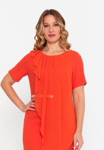 Short Sleeve Midi Viscose Column Plus Size Evening...