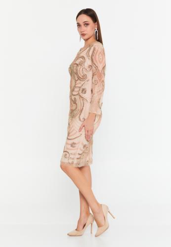 Long Sleeve Midi Tulle Column Regular Evening Dress MTCW151