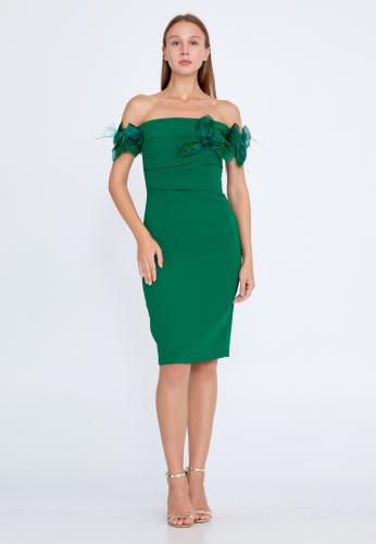 Off Shoulder Mini Crepe Column Regular Cocktail Dress NZN1640