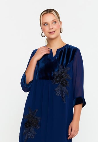 Mid-Length Midi Chiffon Column Plus Size Casual Dr...