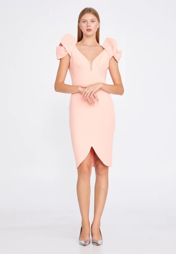 Sleeveless Midi Crepe Column Regular Cocktail Dres...