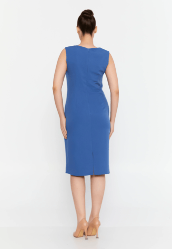 Sleeveless Midi Viscose Column Plus Size Evening D...
