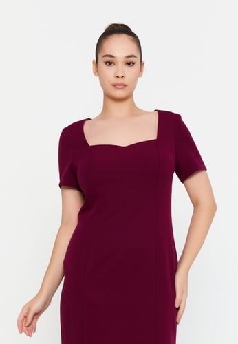 Short Sleeve Midi Viscose Column Plus Size Evening...