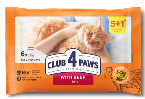 Club 4 Paws Premium Wet Cat Food with Beef in Jell...