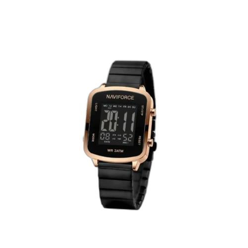 Digital wristwatch — with a linked metal bracelet