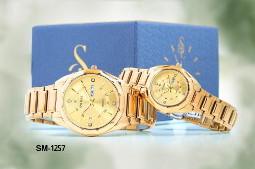 Couples' Quartz Watch Set with Rhinestone Dials