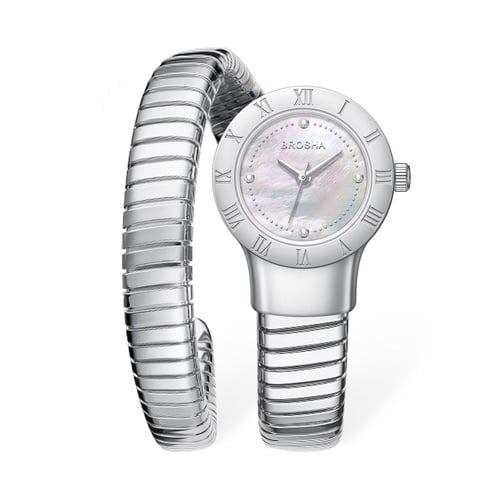 Women's wristwatch with a snake-shaped wrap bracelet and Roman numerals — multiple dial options