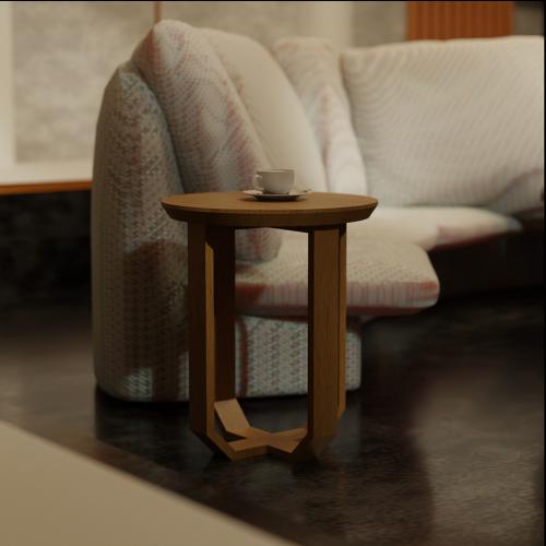 طاولة جانبية خشب طبيعي دائرية تصميم خاص وحديث