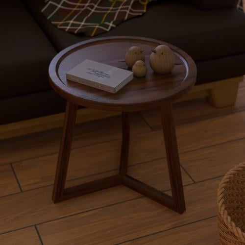 طاولة قهوه جانبية خشب دائرية تصميم (خاص)