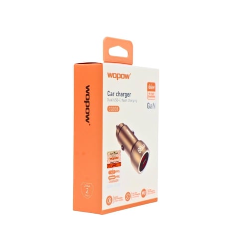 شاحن سيارة ووبو GaN بقوة 66 واط بمنفذي USB-C (مودي...