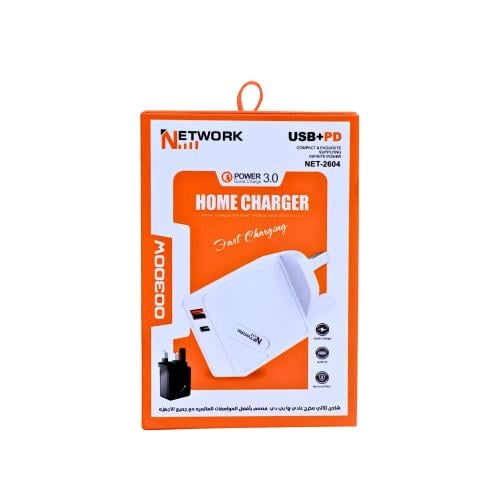 شاحن جداري سريع USB و PD – Network NET-2604