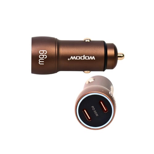 شاحن سيارة ووبو GaN بقوة 66 واط بمنفذي USB-C (مودي...