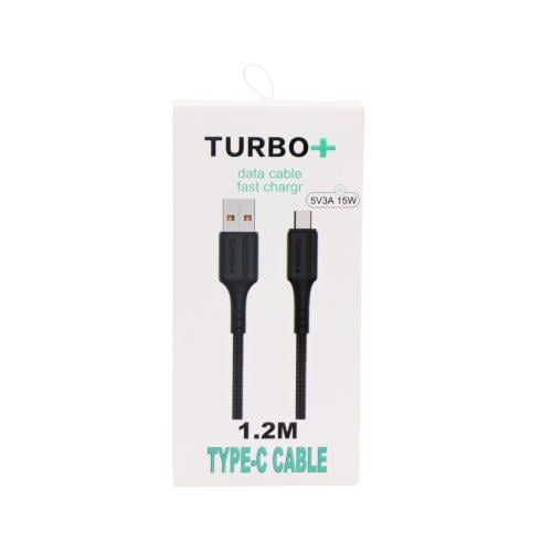 كيبل شحن Turbo+ تايب سي 1.2 متر 15W نايلون مجدول