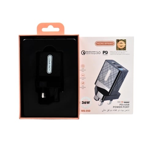 شاحن حائط MICRO SPEED MS-350 بقوة 36 واط PD + USB...