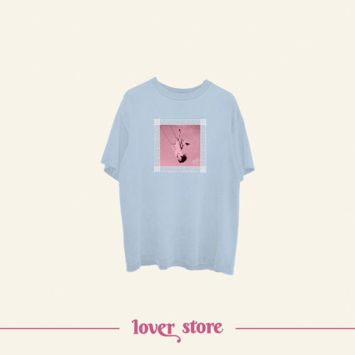 lace album cover oversized blue t-shirt