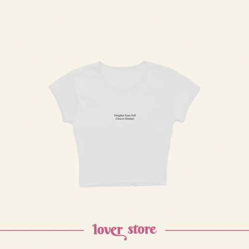 Daughter from hell text white baby tee