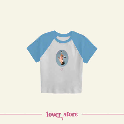 album cover stitched women's baby cropped raglan