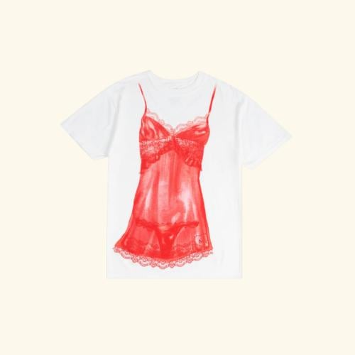 red lingerie tee