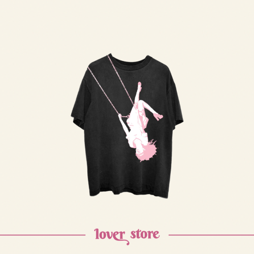 swing embroidered oversized black t-shirt