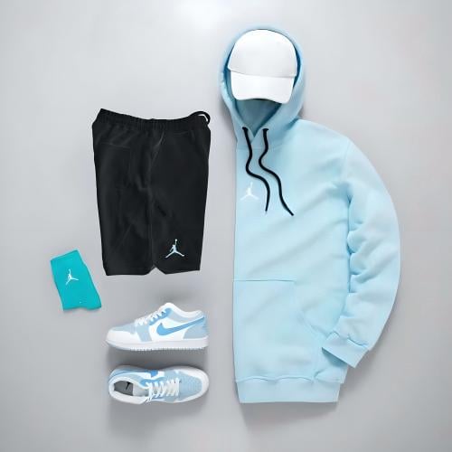 طقم منسق بلوفر هودي وشورت