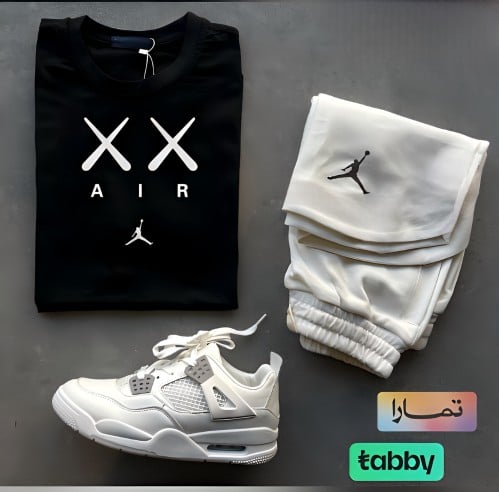 تيشيرت اسود + شورت ابيض outfit