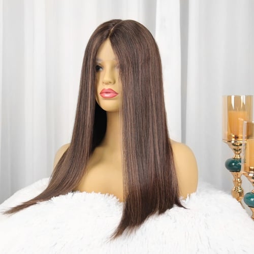 باروكة بني مع هايلايت نحاسي