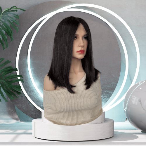 باروكة اسود مع هايلايت بني غامق و عسلي