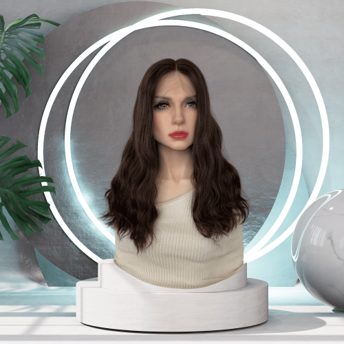 باروكة بني غامق مع هايلايت عسلي