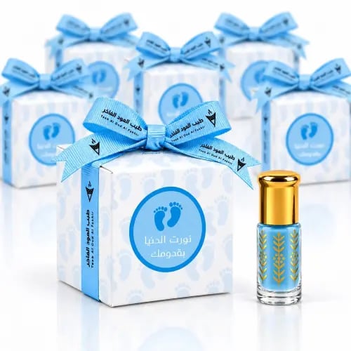 Elegant sky-colored birth gift boxes (6 pieces)