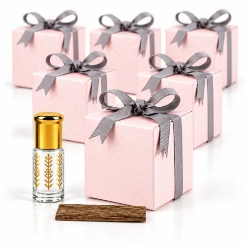 Luxury oud gift sets for occasions – a box with an elegant pink striped design (6 pieces)