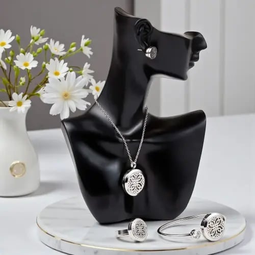 طقم دهن العود لون فضي