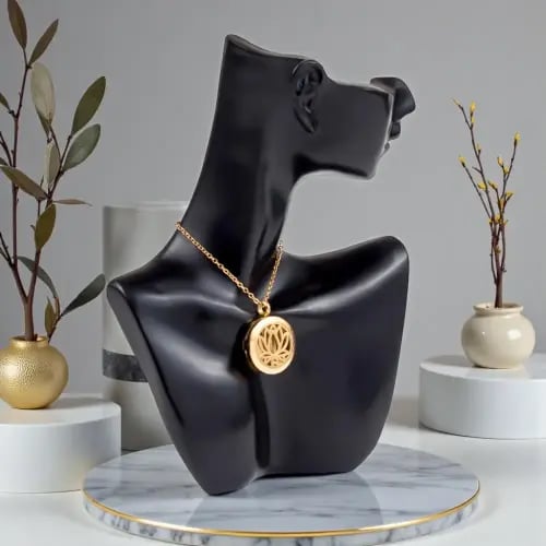 قلادة دهن العود دائرية لون ذهبي من ستانلس ستيل