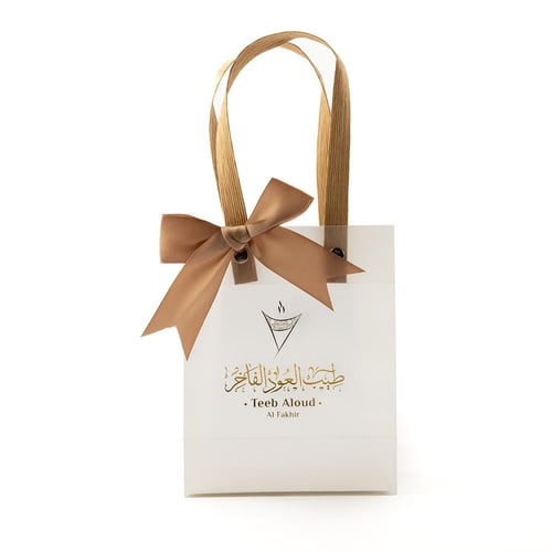 كيس إهداء شفاف ثلجي مع فيونكة ذهبية