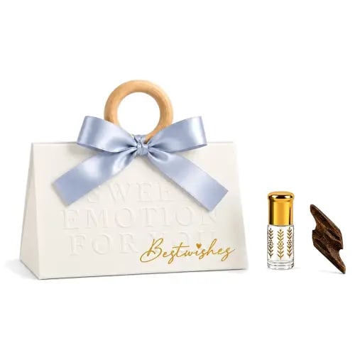 Luxury baby shower favors, Cambodian oud and musk – elegant celestial triangle design