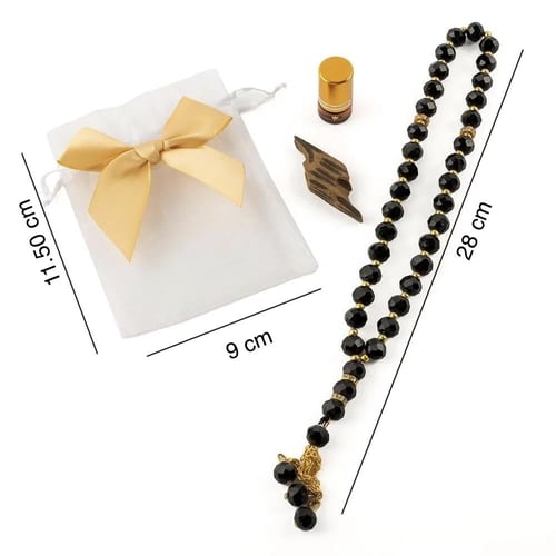 توزيعات عود ومسك مع سبحة فاخرة كريستال أسود