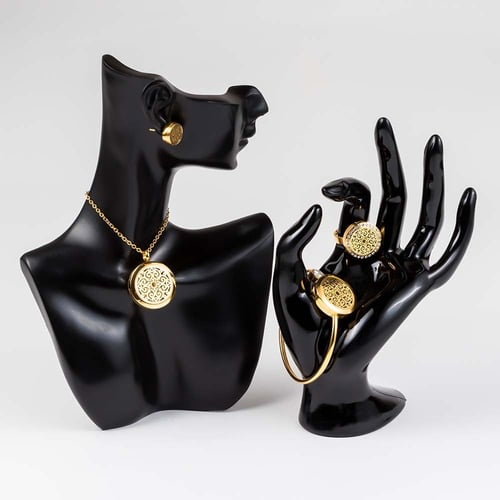 طقم دهن العود لون ذهبي