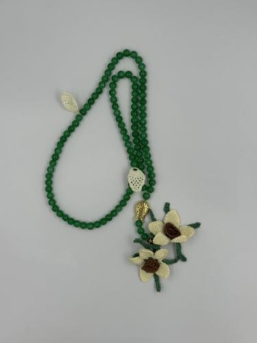 Natural sea stone rosary in green color