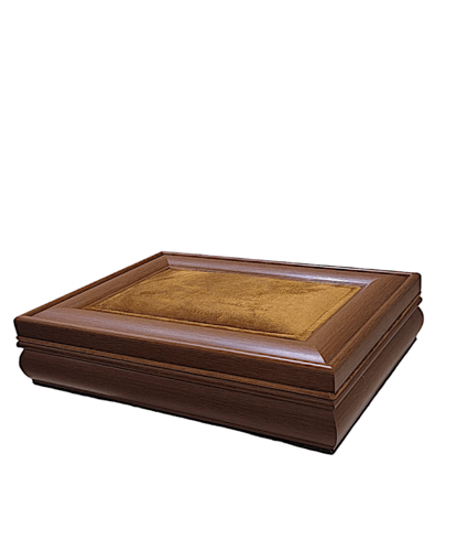 صندوق خشبي بني مع مخمل