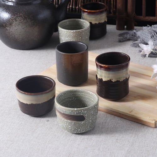 كوب قهوة مصنوع يدويا من السيراميك Retro Style بطرا...